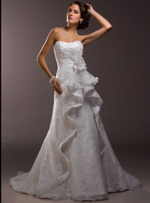 Gorgeous Beaded Stapless A-line Lace Wedding Dress WM0033