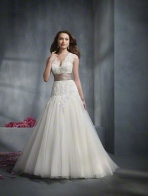 Stunning V-neck Empire A-line Wedding Dress AA0003