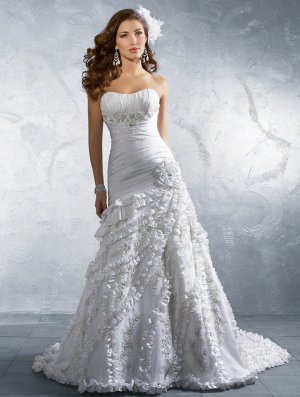 Gorgeous Ruffled Strapless A-line Wedding Dress AA0061