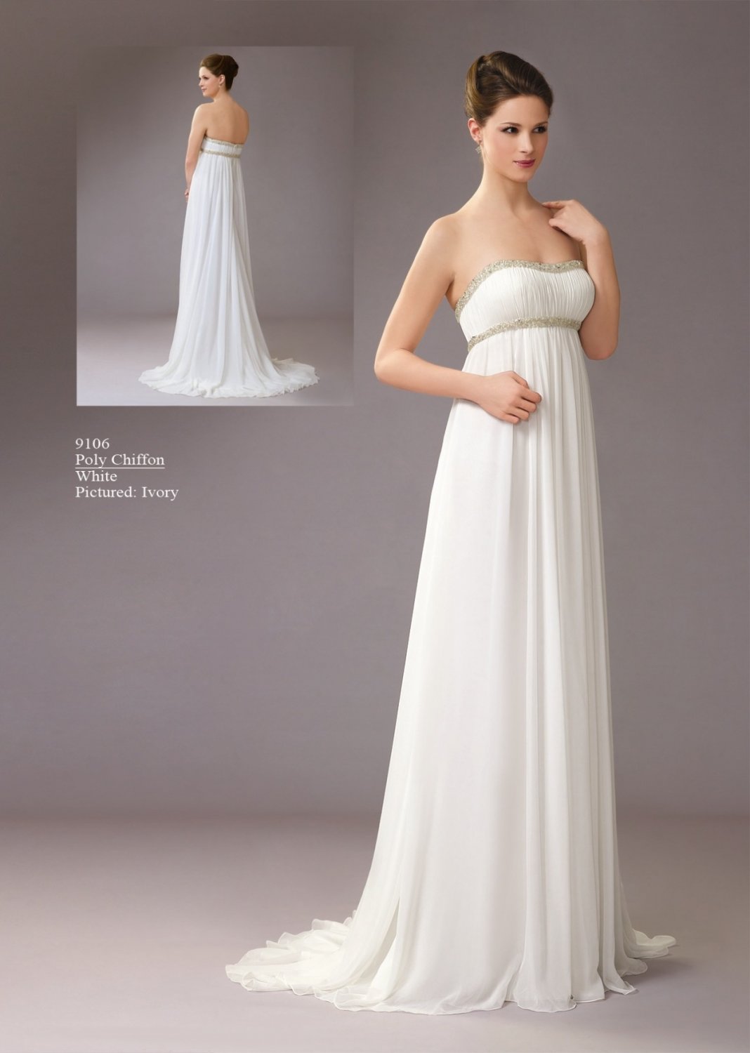 Nice Beaded Strapless Empire Chiffon Wedding Dress Am0022 7706