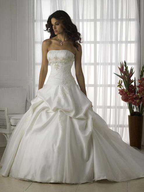 Appliqued Strapless Tiered Stack-up Wedding Dress JC0017