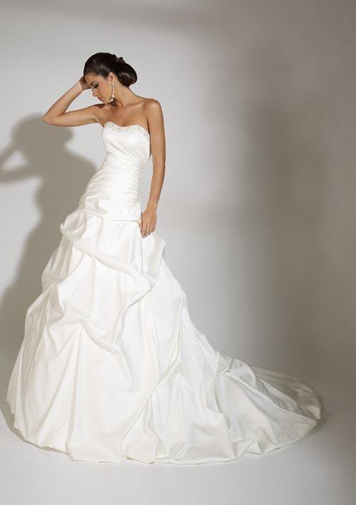 Beaded Neckline Strapless Stack-up Wedding Dress JC0009