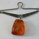 VINTAGE RUSSIAN 875 SILVER BALTIC  AMBER TIE CLIP USSR SOVIET EXPO'67
