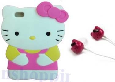 Hello kitty 3D Hot Pink Ipod Touch 4 Soft Silicone Case Cover For iPod touch 4 4th Generation