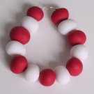 Glittered Red and White Chunky Bracelet