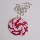 Red and White Swirl Necklace