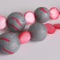 Gray Pink and Silver Clay and Shell Necklace