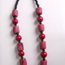 Red Black and Granite Necklace