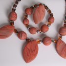 Brown Earthtone Necklace Bracelet and Adjustable Ring Set