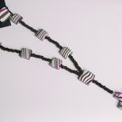 Pistachio Green Black and Purple Rosary and Earrings