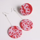 Red and Glitter White Earrings and Ring