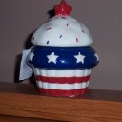 Patriotic ceramic cupcake with vanilla votive candle