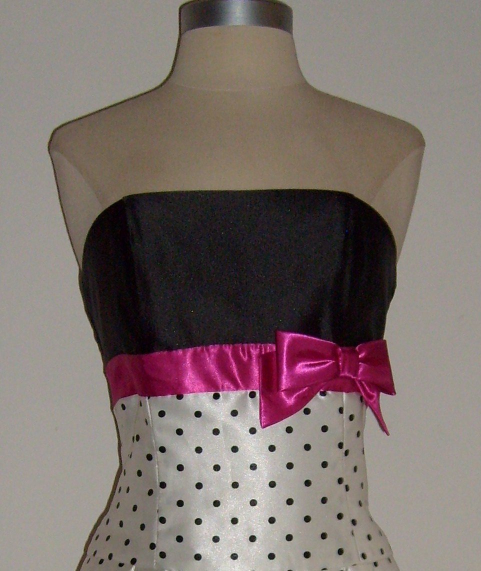 White Strapless Polka Dot Dress main image 0