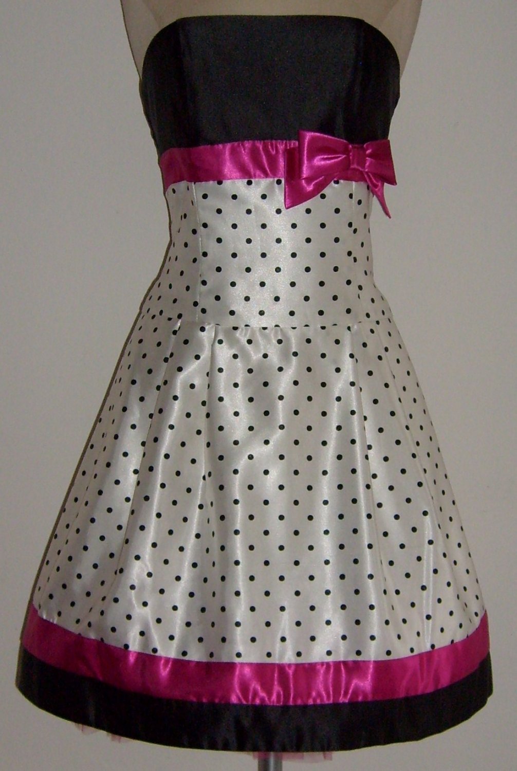 Strapless Black And White Polka Dot Dress Size 5 ~ Sold