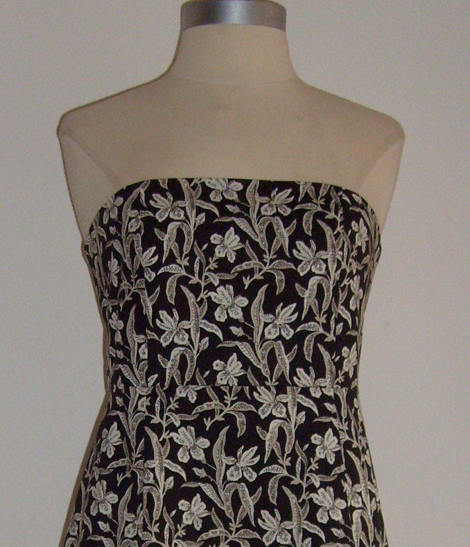 Gap Black Floral Print Strapless Dress Size 6