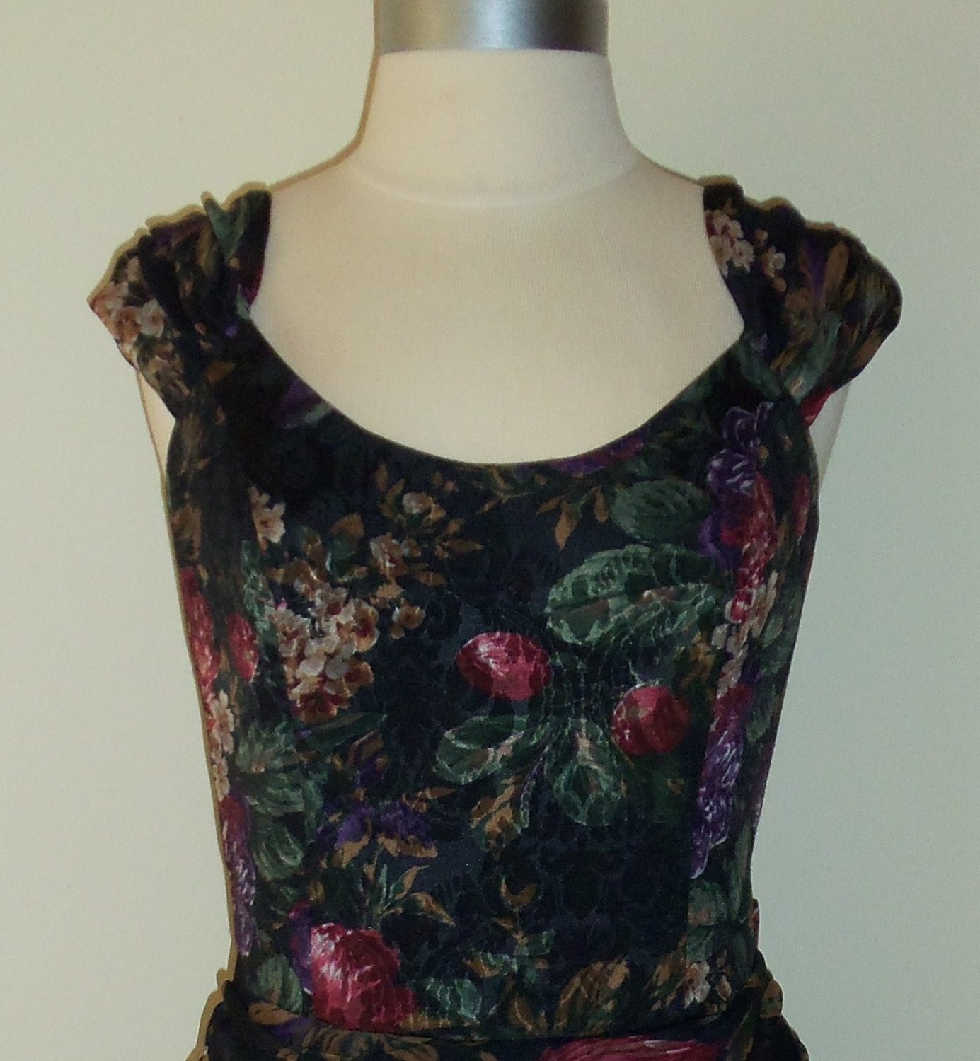 Monsoon Twilight Green Floral Print Dress Size S