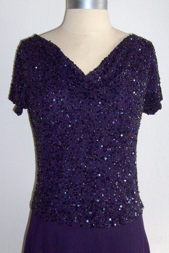 J Kara Women's Sequined Chiffon Butterfly Gown Black Size 14