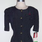 S.L. Fashion Vintage Navy Blue Polka Dots Shirtdress Size 14