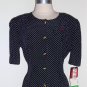 S.L. Fashion Vintage Navy Blue Polka Dots Shirtdress Size 14