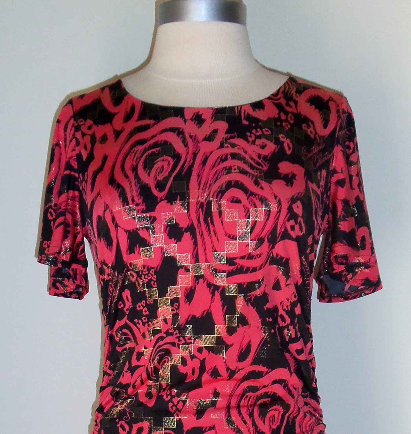 Red and Black Body Hugging logo Dress by Southpole Collection Size M