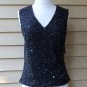 Laurence Lazar Black Silk Beaded Sequined Blouse Size L