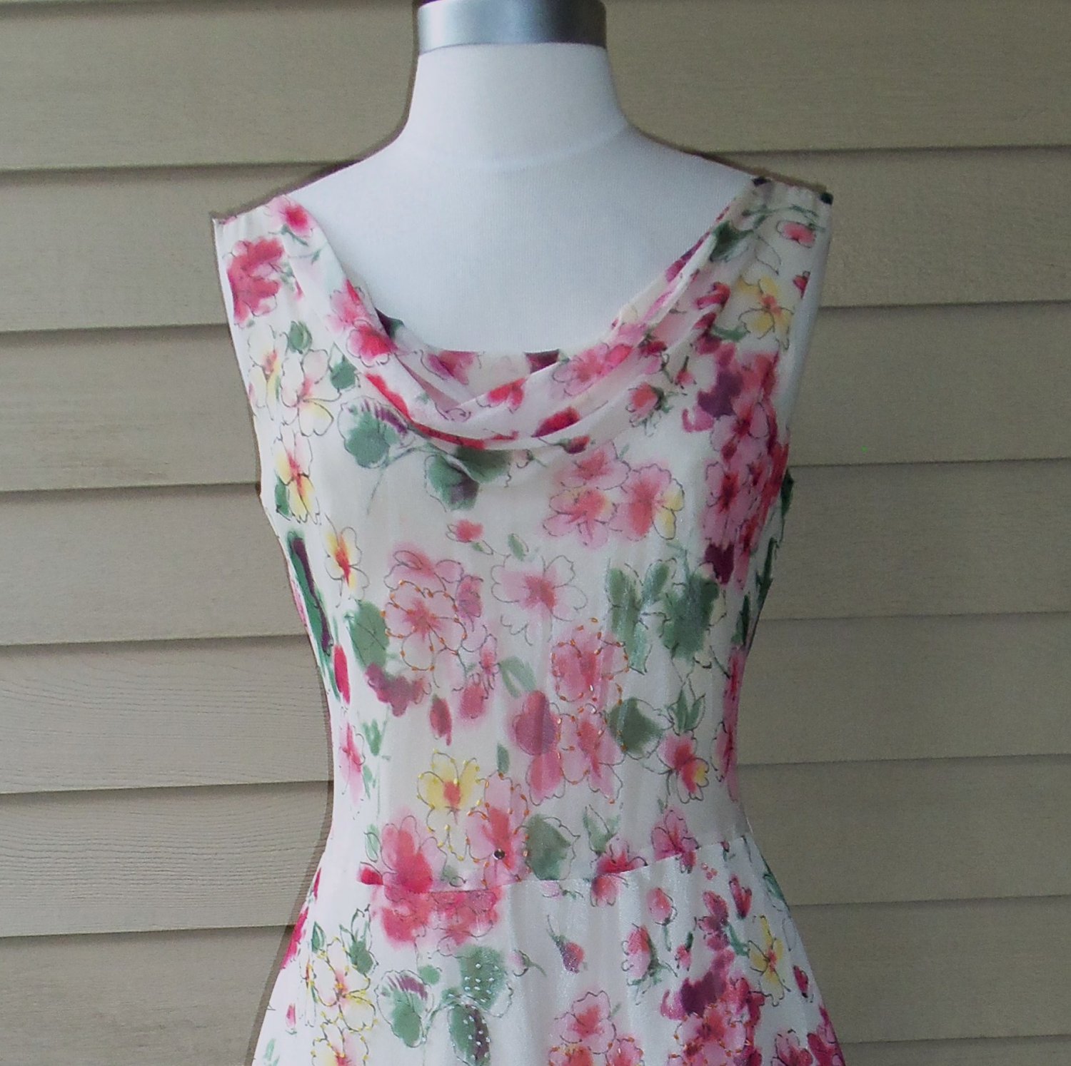 Lapis Pink and Green floral Print Dress Size M ~ SOLD