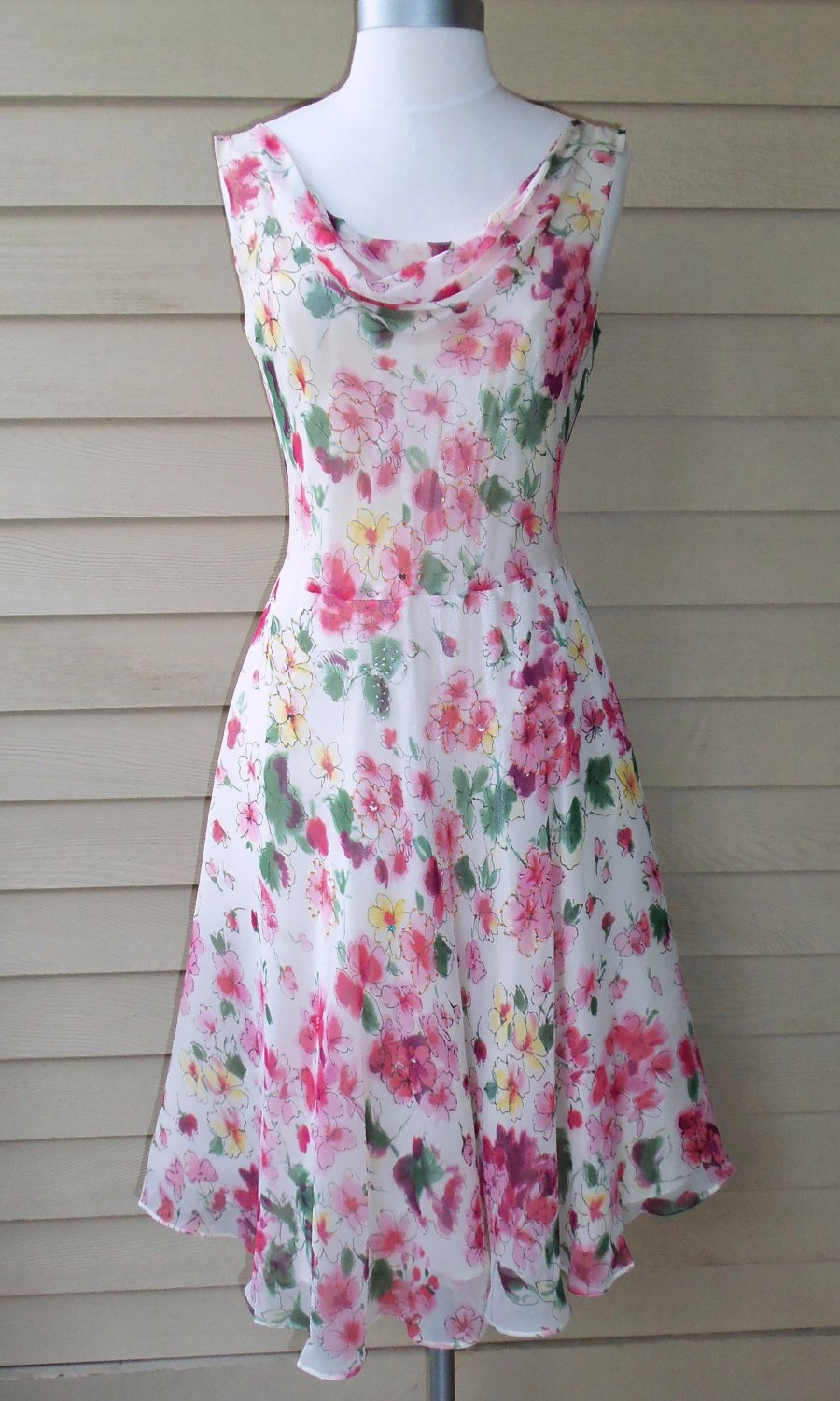 Lapis Pink and Green floral Print Dress Size M ~ SOLD