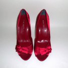 Blake Scott Red Satin Peep-Toe Pumps Size 7W
