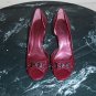 AK Anne Klein iflex Quilted Burgundy Leather Peep-Toes Heels Shoes Size 8.5