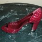 AK Anne Klein iflex Quilted Burgundy Leather Peep-Toes Heels Shoes Size 8.5