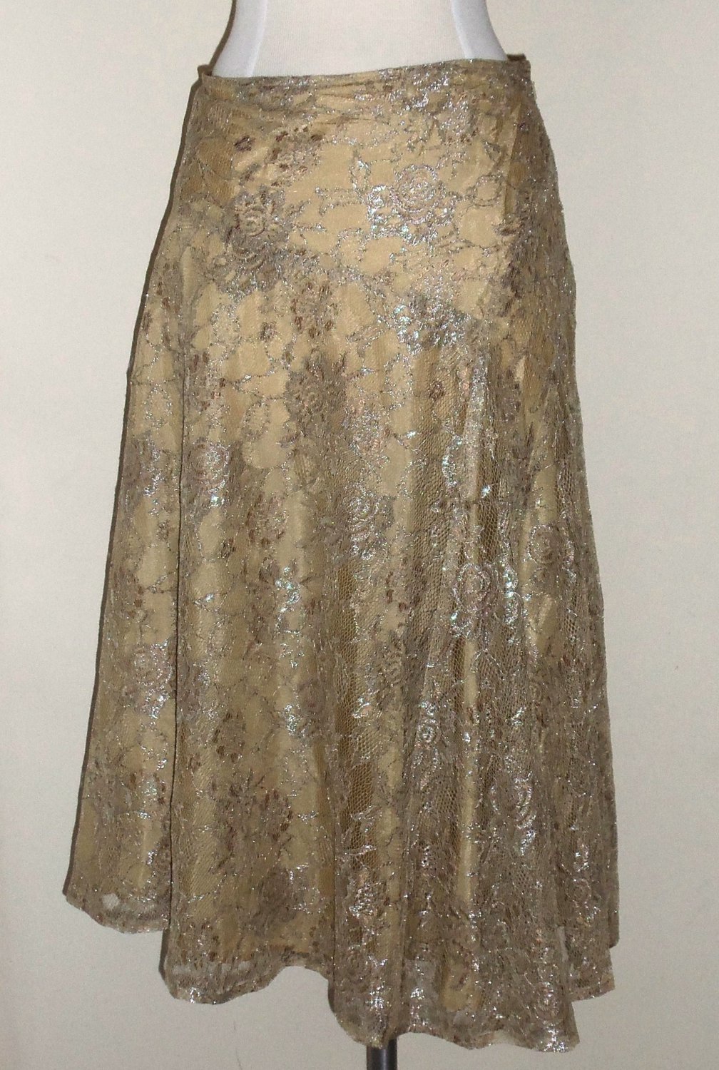 Jones New York Signature Gold Metallic Lace Floral Skirt Size 16 - SOLD