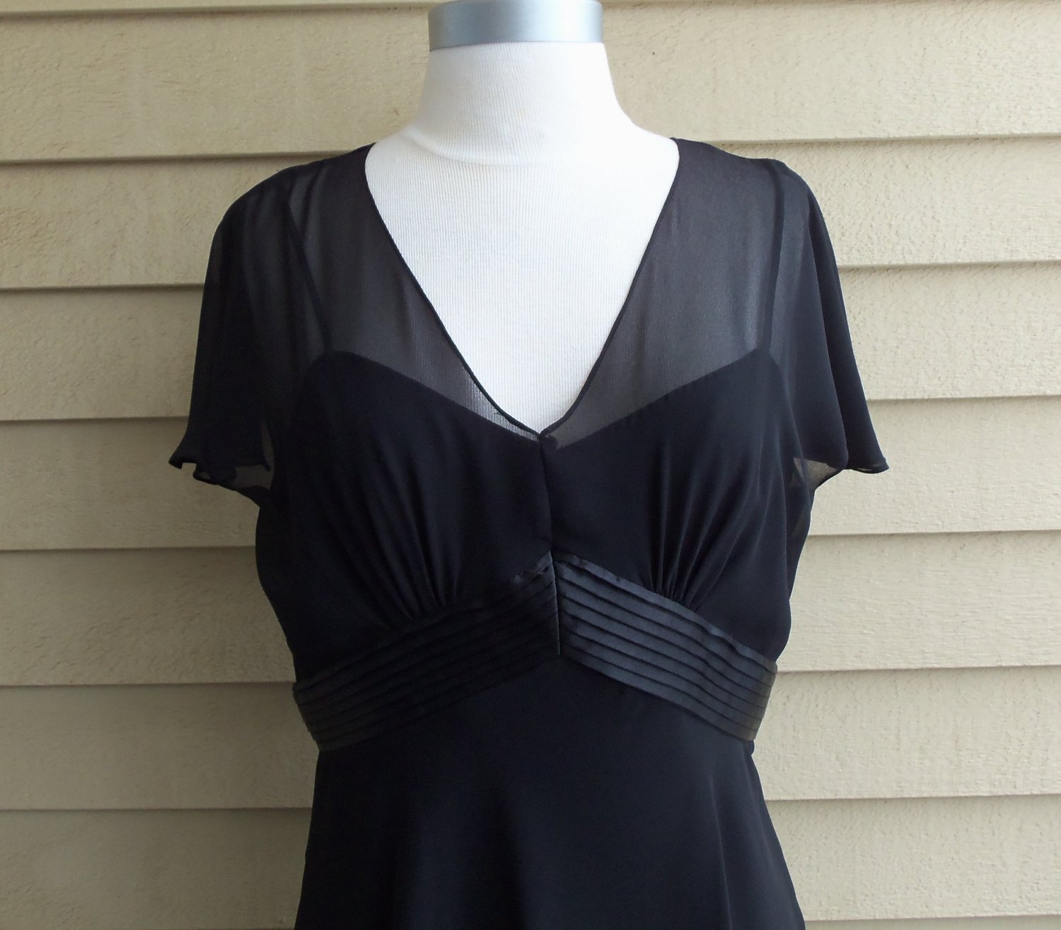 Liz Claiborne Black Chiffon Tiered Dress- Size 8