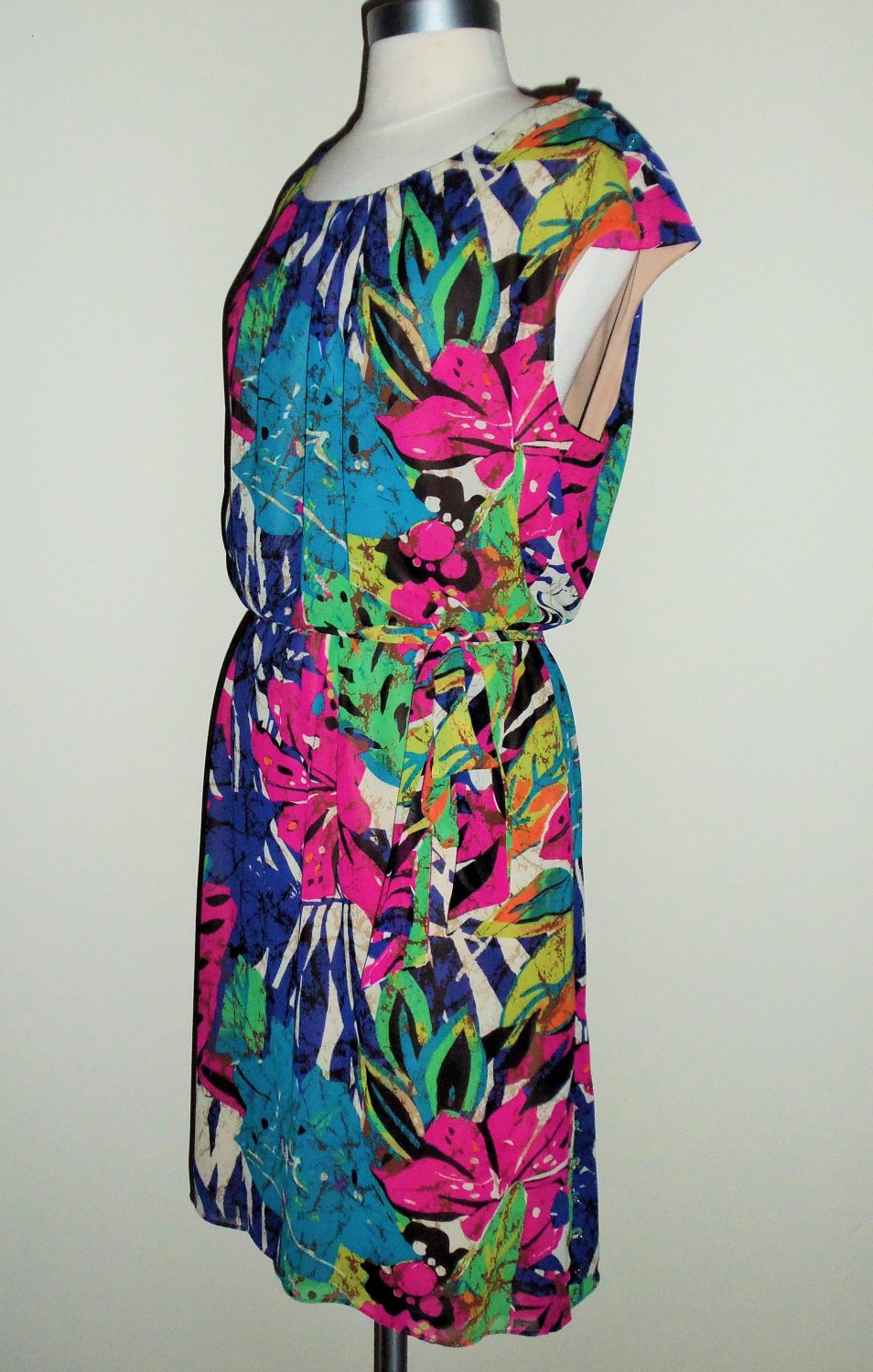 Signature by Robbie Bee Multi Color Floral Print Blouson Dress Size 16