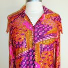 Pink Psychedelic Paisley Floral Print Shirt Dress Size M