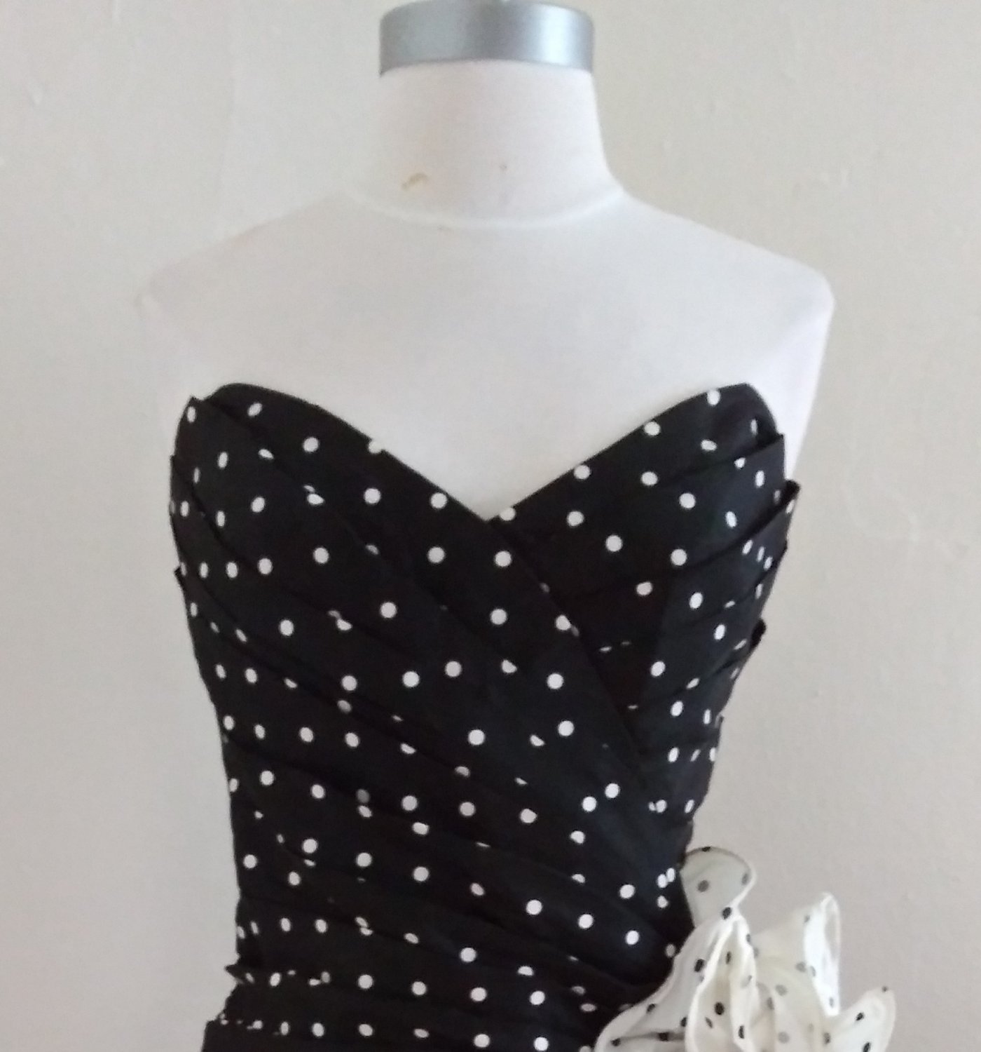 Tadashi 80&acirc;��s Strapless Black & White Polka Dot Prom Party Dress Size S