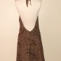 Brown Paisley Print Halter Silk Dress: Size 12