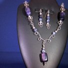 Sodolite and .925 Sterling Silver beads necklace set