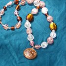 14K rolled Gold and crackel bead necklace