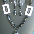 Faceted Black Onyx and White mother-of-pearl set