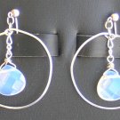 Moon stone and sterling silver hoop earrings