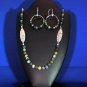 Precious Sterling Silver, Moss Agate, and Tibtan Silver Necklace, Earring Set