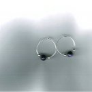 Sterling Silver Hoops with Navy Sun-Stone Beads