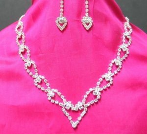 free shipping BRIDAL WEDDING RHINESTONE EARRINGS NECKLACE SET NB613