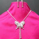 free shipping BUTTERFLY RHINESTONE BRIDAL WEDDING EARRINGS NECKLACE SET NB615