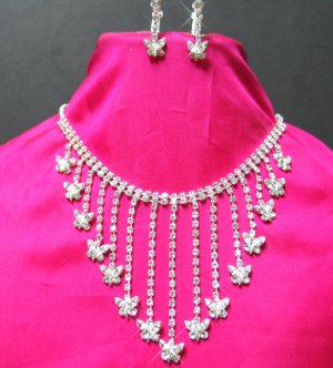 NB646 UNIQUE CRYSTAL BUTTERFLY RHINESTONE NECKLACE SET