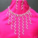 NB647 BRIDAL WEDDING CRYSTAL RHINESTONE THUNDER CHOKER EARRINGS NECKLACE SET