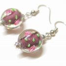 EA35 JEWELRY ROSE GLASS BEADS HOOK EARRINGS