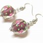 EA35 JEWELRY ROSE GLASS BEADS HOOK EARRINGS