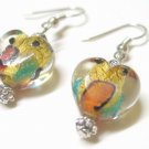 EA38 GORGEOUS FLORAL GLASS BEADS HOOK EARRINGS