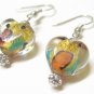 EA38 GORGEOUS FLORAL GLASS BEADS HOOK EARRINGS